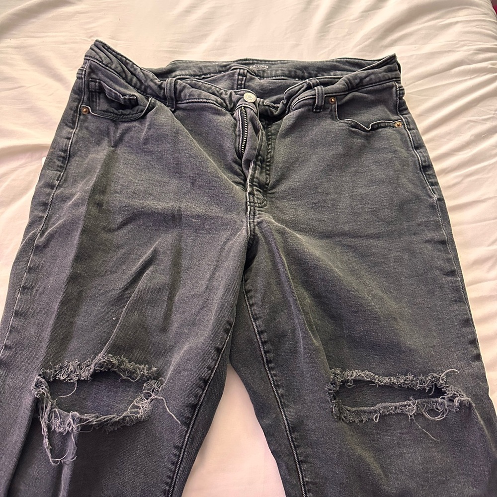 Old Navy Gray Distressed Boyfriend Jeans